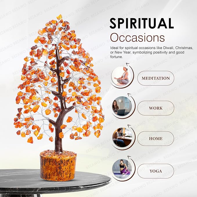 Crocon® Carnelian Crystals Tree, Birthday Gifts for Women, House Warming Gifts New Home Decor, Healing Crystals Spiritual Present, Mom Birthday Gift Her, Orange Decor, Gemstones Money Tree Positivity