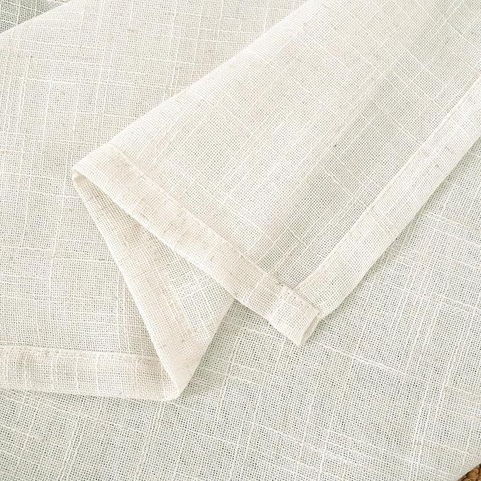 LAMIT 60 Inch Length Window Linen Curtains, Light Filtering Panels Back Tab and Rod Pocket Neutral Drapes for Bedroom/Living Room, Cream, 2 Panels, 34 x 60 Inch