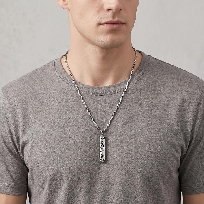 Viking Necklace for Men 925 Sterling Silver Norse Viking Pendant Norse Jewelry for Dad Husband, w/Stainless Steel Chain 22"+2"