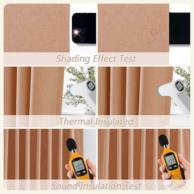 Guken 100% Blackout Curtains 96 Inch Length 2 Panels Set for Living Room Bedroom Back Tab Thermal Insulated Black Out Linen Drapes Room Darkening Rose,52x96