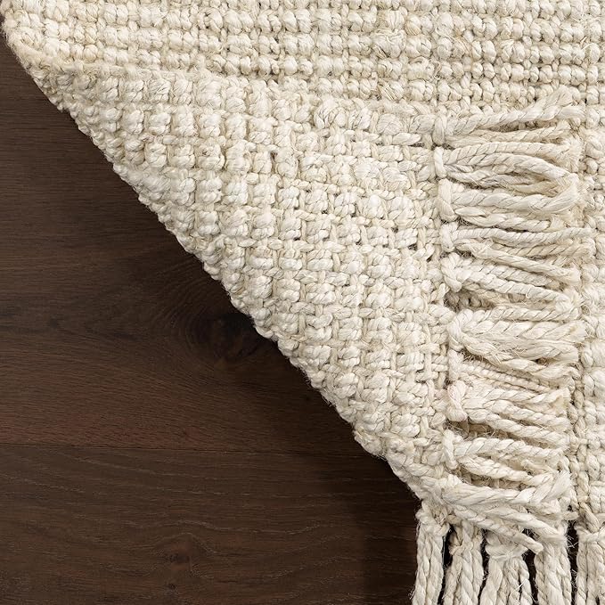 nuLOOM Daniela Off White Solid Flatweave Area Rug, 8' Round