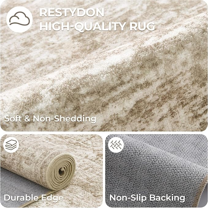 3x12 Runner Rug Non Slip,Washable Hallway Runner Rug,Brown | Carpet Runners for Hallway 12ft,Entryway,Bedroom,Living Room,Thin,Soft, Long Rug,Stain Resistant Indoor Carpet