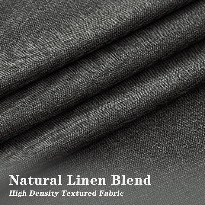 IVAPUPU Linen Pinch Pleated 100% Blackout Curtains for Bedroom - 2 Pages Black Out Grey Curtains 95 Inch Long 2 Panel for Living Room Darkening Thermal Window Curtain Drapes with 16pc Hooks