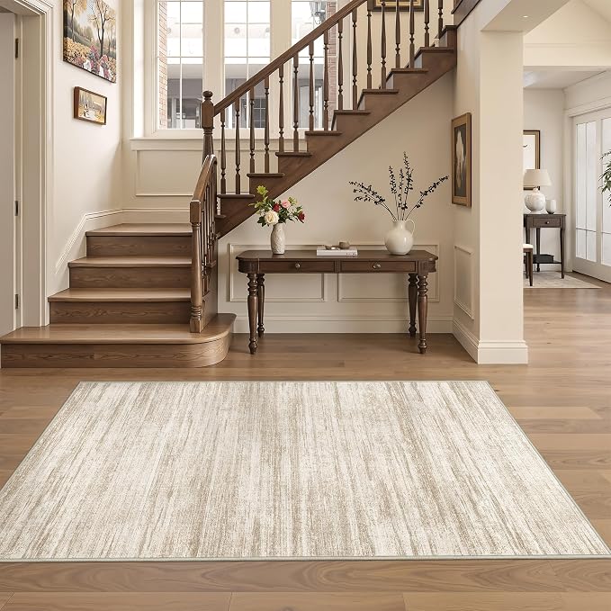 3x5 Rug for Entryway,Washable Area Rug,Brown | Small Rug for Kitchen,Hallway,Bedroom,Living Room,Dining Room,Thin,Soft, Neutral Rug,Stain Resistant Indoor Carpet,Non Slip