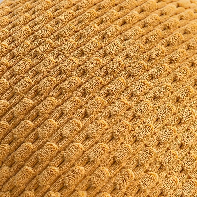 Set of 4 Mustard Yellow Decorative Throw Pillow Covers 18x18 Inch Corduroy Pillow Covers for Bed Couch Sofa Living Room Soft Square Cushion Cases