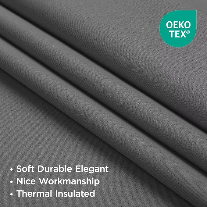 Joydeco Blackout Curtains 108 Inches Long, Thermal Insulated Black Out Curtains 2 Panels Set, Room Darkening Drapes for Living Room Window Rod Pocket Back Tab (W52 x L108 Inch, Light Grey)