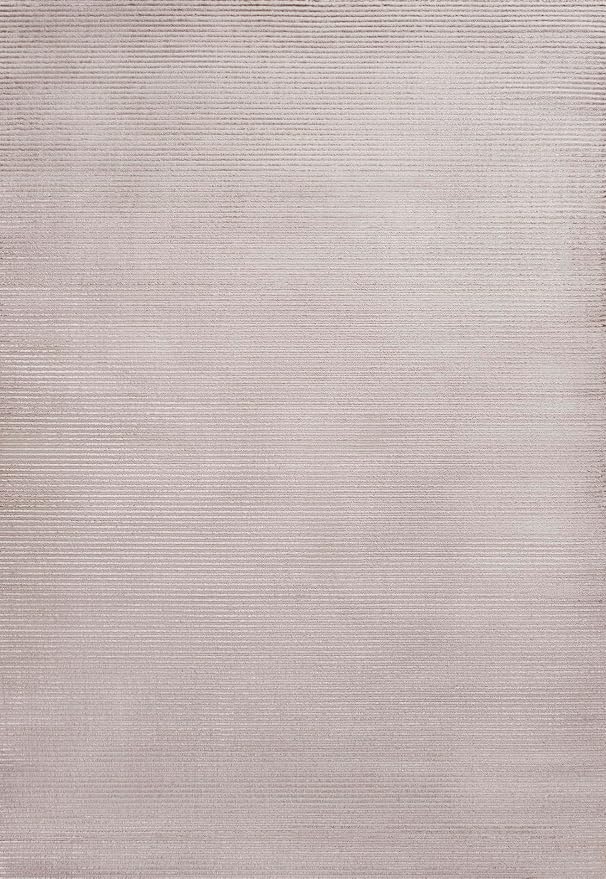 JONATHAN Y Cole Pinstripe High-Low Cream/Silver Indoor Area Rug, 4x6, Modern, Minimalist, Easy-Cleaning for Living Room, Bedroom, Kitchen, Pet Friendly, Non-Shedding (CAR101A-4)