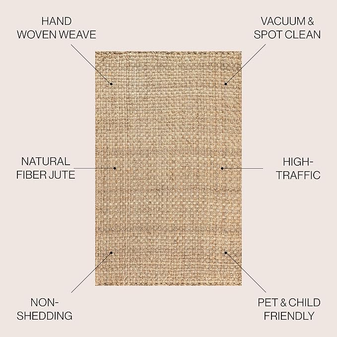 JONATHAN Y Estera Hand Woven Boucle Chunky Jute Natural Indoor Area Rug, 3x5, Bohemian, Transitional, Easy-Cleaning for Living Room, Bedroom, Kitchen, Pet Friendly, Non-Shedding (NFR102A-3)