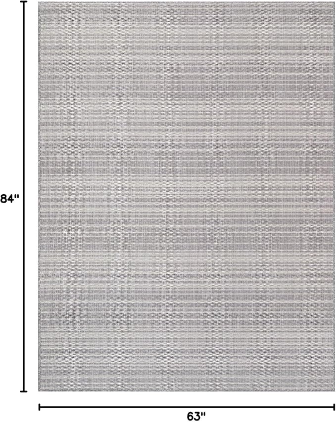 Luul Home Stripe Outdoor Rug 5x7 Washable Outside Carpet for Indoor Patio Porch Waterproof Easy Cleaning Non Shedding Area Rugs Gray 5 x 7