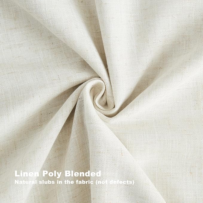 Vision Home Natural Pinch Pleated Full Blackout Curtains Linen Blended Room Darkening Window Curtains 108 inch for Living Room Bedroom Thermal Insulated Pinch Pleat Drapes with Hooks 40" Wx108 Lx2