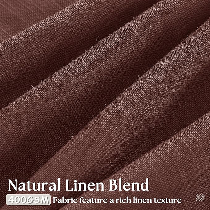 Chestnut Brown Thick Linen Pinch Pleated Curtains 120 Inches Long 2 Panels | Extra Long Drapes for Living Room Dining Bedroom, Pinch Pleat Drapes Back Tab, Dark Terracotta Rust Farmhouse Country 40x120