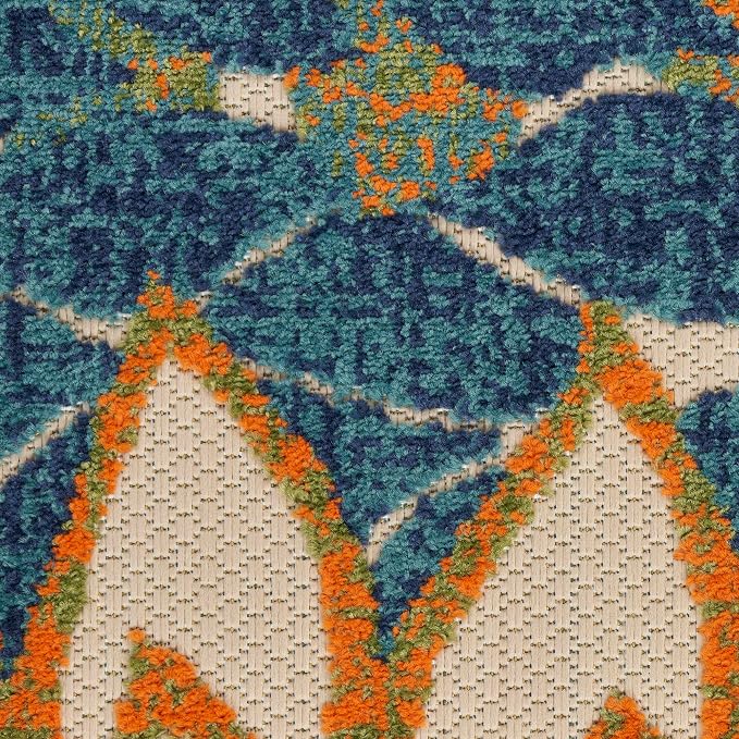 Nourison Home Aloha Blue Green 3'6" x 5'6" Area Rug - Easy Clean, Non Shedding, Bed Room, Living Room, Dining Room, Kitchen (4' x 6')