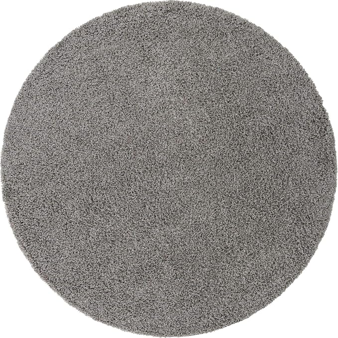 Unique Loom Solid Shag Collection Area Rug (7' 1" Round, Cloud Gray)