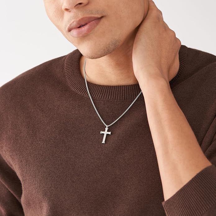Fossil Men's Stainless Steel or Leather Necklace for Men