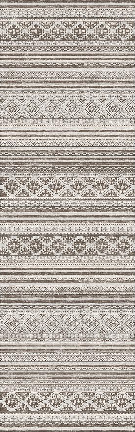 RUGSURE Washable Area Rugs 2'6'' x 8' - 1/6 Thick - Moroccan-Inspired -Stain & Water Resistant Non-Slip - Resistant Rug for Living Room, Bedroom, Nursery, Pet & Child Friendly (Brown)