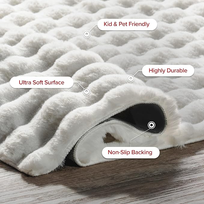 nuLOOM Jeni Off White Checkered Washable Area Rug, 6' x 9' | Nuloom Jeni Checkered 6' x 9' Machine Washable Area Rug for Living Room Bedroom Dining Room, Off White