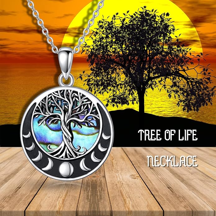 ONEFINITY Tree of Life Necklace 925 Sterling Silver Abalone Shell Celtic Knot Pendant Necklace for Women Jewelry