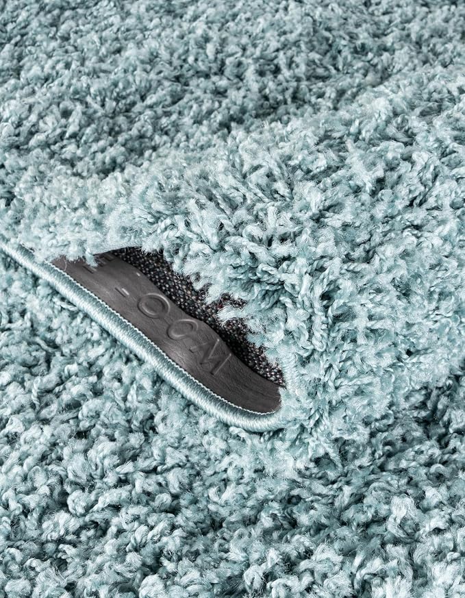 Unique Loom Solid Shag Collection Area Rug (4' 1" x 6' 1" Rectangle, Light Slate Blue)