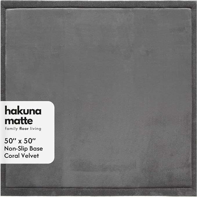 Hakuna Matte CloudSoft Play Mat - Dark Gray 50" x 50" Waterproof | Super Soft & Safe Baby Rug Luxury Nursery Decor Extra Thick Cushioned Comfort for Tummy Time & Play OEKO-TEX Certified
