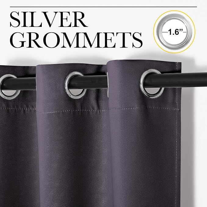 NICETOWN Greyish Purple Blackout Curtains 84 inches Length for Living Room, 2 Panels, 42" Wide, Thermal Insulated Long Drapes for Large Window