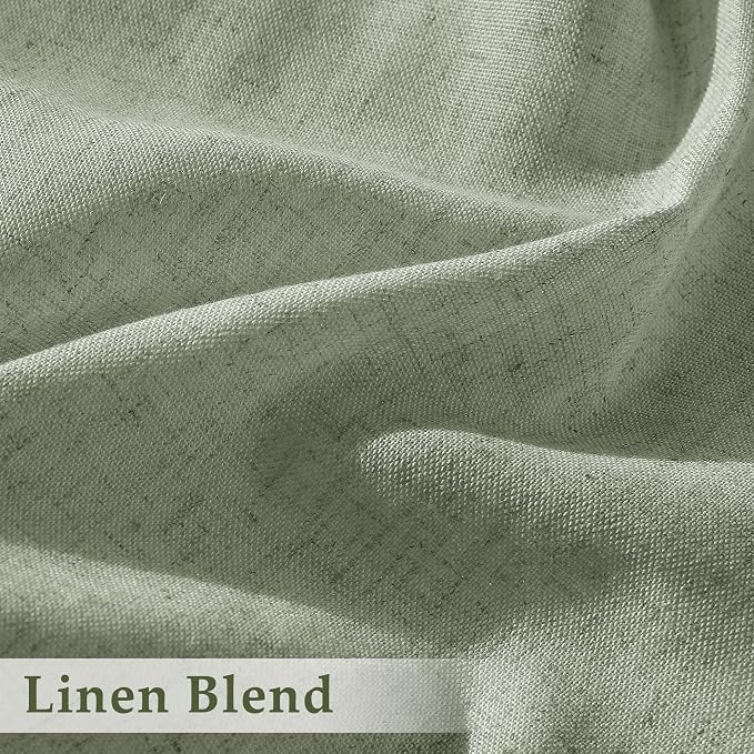 Sage Green Pinch Pleated Linen Curtains 72 Inch Length 2 Panels for Living Room Bedroom Light Filtering Green Semi Sheer Window Curtain Boho Back Tab Pinch Pleat Drape with Hooks 72 Inches Long