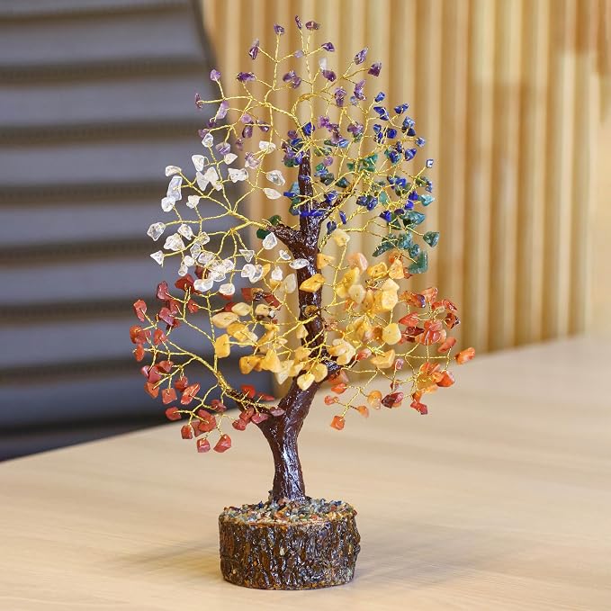 Crocon® Crystal Tree of Life 7 Chakra Healing Crystal Trees, Birthday Gifts Women, Sister & Mom | Home Decor, Gemstone Trees for Positive Energy, Good Luck Office Desk Decor, Housewarming Gift Home