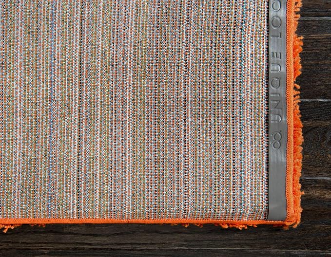 Unique Loom Solid Shag Collection Area Rug (4' 1" x 6' 1" Rectangle, Tiger Orange)
