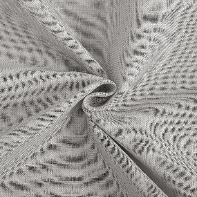 Linen Blend Grey Curtains for Living Room Back Tab Modern Farmhouse Semi Sheer Light Gray Curtains 45 inches Long 2 Panels Set Muted Neutral Cotton Texture Window Curtain for Dining Room Bedroom