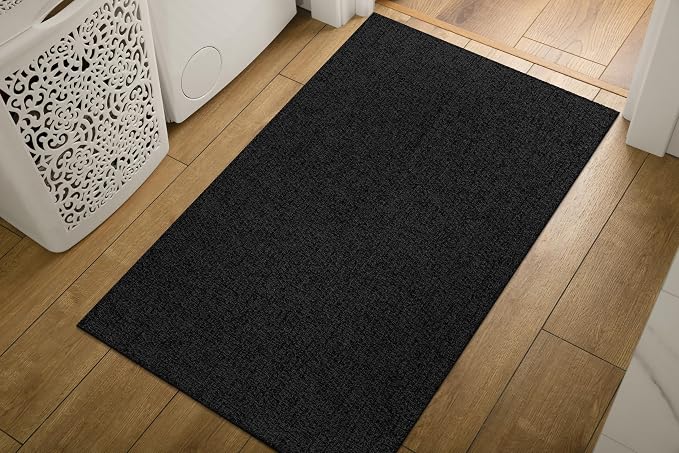 Luul Home Easy Jute Rugs 2x3 Dark Gray Color Living Room Indoor Outdoor Door Mat for Farmhouse Patio and Kitchen Rug High Traffic Washable Easy to Clean Solid Boho Woven Design Outside Carpet (2 x 3)