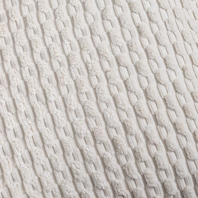VAKADO Cream White Decorative Throw Pillow Covers Couch Corduroy 26x26 Set of 4 Home Living Room Neutral Rustic Farmhouse Cushion Case Decor Boho Square for Bed Sofa