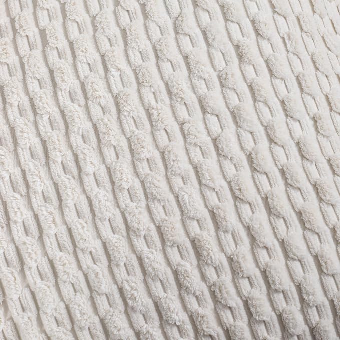 VAKADO Cream White Decorative Throw Pillow 22x22 Set of 4 Covers Couch Corduroy Home Living Room Neutral Rustic Farmhouse Cushion Case Decor Boho Square for Bed Sofa