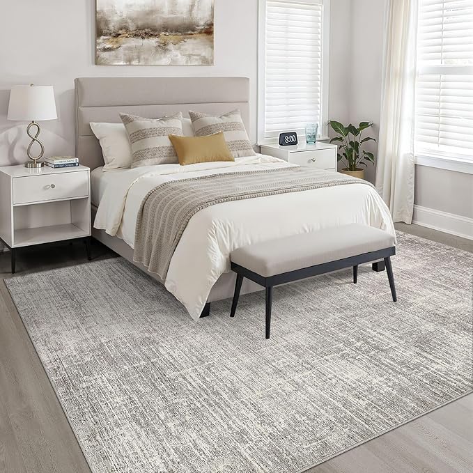LOONGRUG 12x15 Abstract Gray Brown Rug