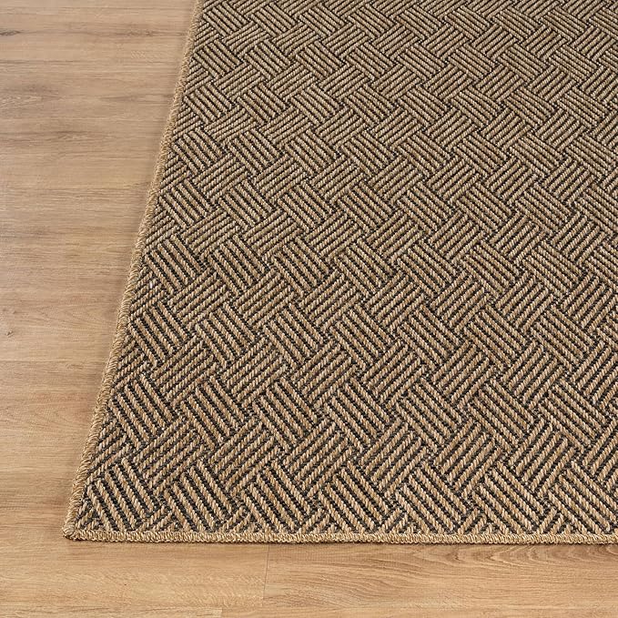 Luul Home Easy Jute Rugs 6x9 Herringbone Natural Color Living Room Indoor Outdoor Area Rug for Patio and Kitchen Rug High Traffic Washable Easy to Clean Solid Boho Woven Design Carpet (6 x 9)