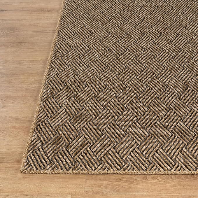 Luul Home Easy Jute Rugs 10x14 Herringbone Natural Color Living Room Indoor Outdoor Area Rug for Patio and Kitchen Rug High Traffic Washable Easy to Clean Solid Boho Woven Design Carpet (10 x 14)