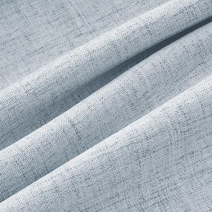 MIULEE 100% Blackout Linen Curtains 42 x 90 Inch Chambray Blue 2 Panels | Thermal Insulated, Room Darkening Drapes for Bedroom Living Room, Back Tab Rod Pocket Pinch Pleated, Solid Luxury Decor