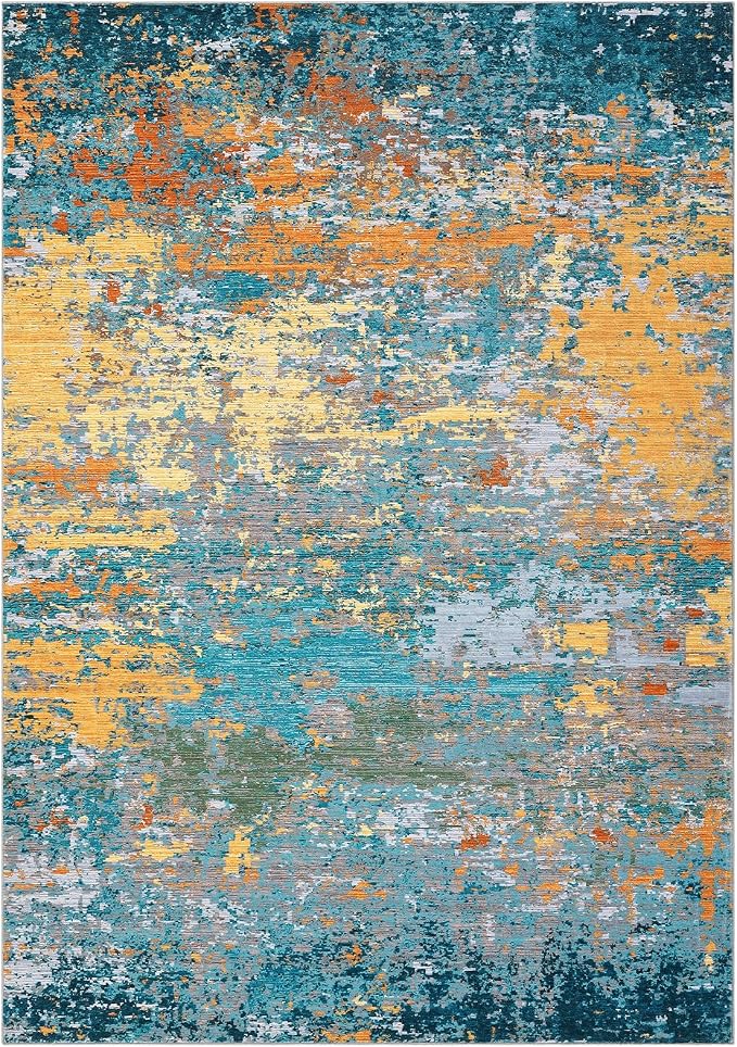 ROYHOME Modern Abstract 2x3 Area Rug Non Slip Non Shedding Low Pile Stain Resistant Rug for Entryway Kitchen Bedroom,Multi Color