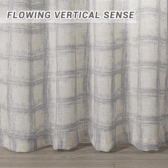 MYSKY HOME Linen Semi Sheer Curtains 63 Inch Length for Living Room, Farmhouse Style Window Curtains Light Filtering Privacy Protect Decorative Texture Soft Touch, 50"x63", 2 Panels