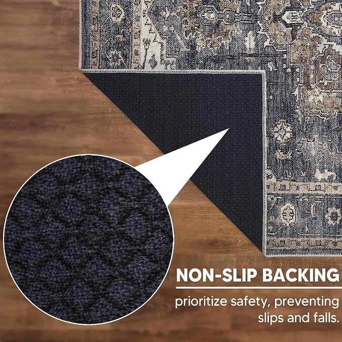 Keen Home Design 30"x84" Rug - Machine Washable Runner Rug with Non-Slip Backing, Ideal for Hallway, Entryway, Kitchen, Laundry Room - Vintage, Easy Clean, Durable, Low Pile Rug - (2'6" x 7')
