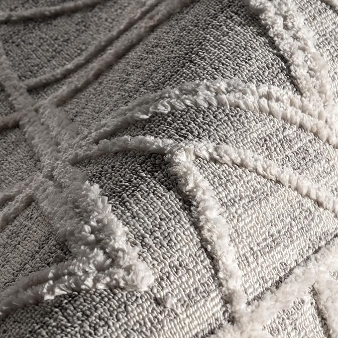 nuLOOM 5x8 Ansley Moroccan Tassel Area Rug, Light Grey, High-Low Textured Bohemian Design, Plush High Pile, Stain Resistant, For Bedroom, Living Room, Hallway, Entryway