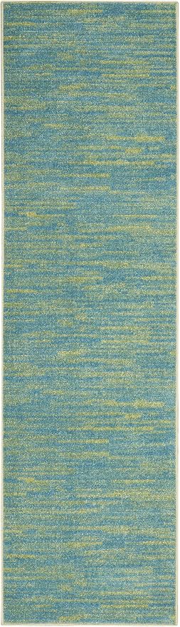 Nourison Home Nourison Essentials Blue Green 2' x 6' Area Rug - Easy Clean, Non Shedding, Bed Room, Living Room, Dining Room, Kitchen (6' Runner)