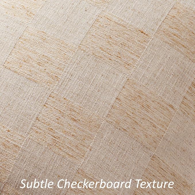 a moment Set of 2 Decorative Linen Throw Pillow Covers,Large Grid Textured Neutral Boho Farmhouse Cushion Covers,Soft Aesthetic Pillowcases for Couch Sofa Living Room Home Decor,20x12 Inch,Natural