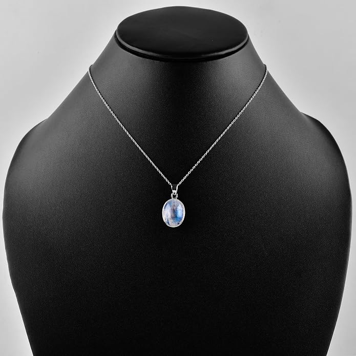 Raw Gemstone Dainty Pendant Necklace for Women, Trendy Healing Chakra Crystal, Birthstone Handmade 925 Sterling Silver Adjustable 18 inch Chain Jewelry, Birthday Gifts