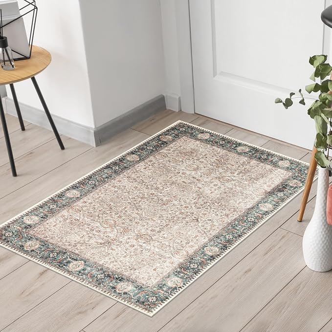 Keen Home Design 24"x36" Rug - Machine Washable Entry Rug with Non-Slip Backing, Ideal for Enteryway, Kitchen, Bathroom, Laundry Room - Vintage, Easy Clean, Durable, Low Pile - (2' x 3')