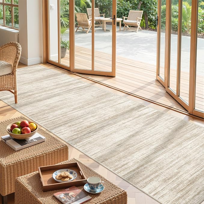 2'6 x 10' Runner Rug Non Slip,Washable Kitchen Rugs,Brown | 10 ft Runner Rug for Hallway,Entryway,Bedroom,Bathroom,Living Room,Thin,Soft, Long Rug,Stain Resistant Indoor Carpet