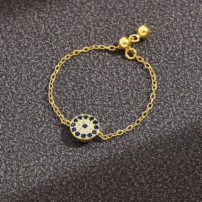 925 Sterling Silver Link Chain Fidget Rings with Dangle Bead Star for Women 14k Gold Plated Adjustable Sparkling Twist Rope Ring Stackable Line Finger Ring Jewelry Christmas Gifts for Mom