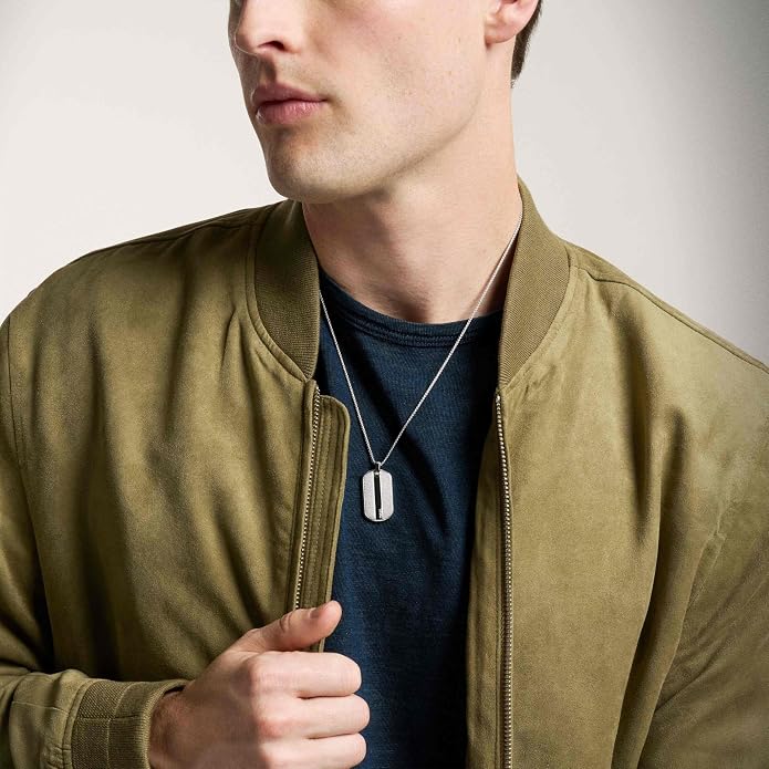 Fossil Men's Stainless Steel or Leather Necklace for Men