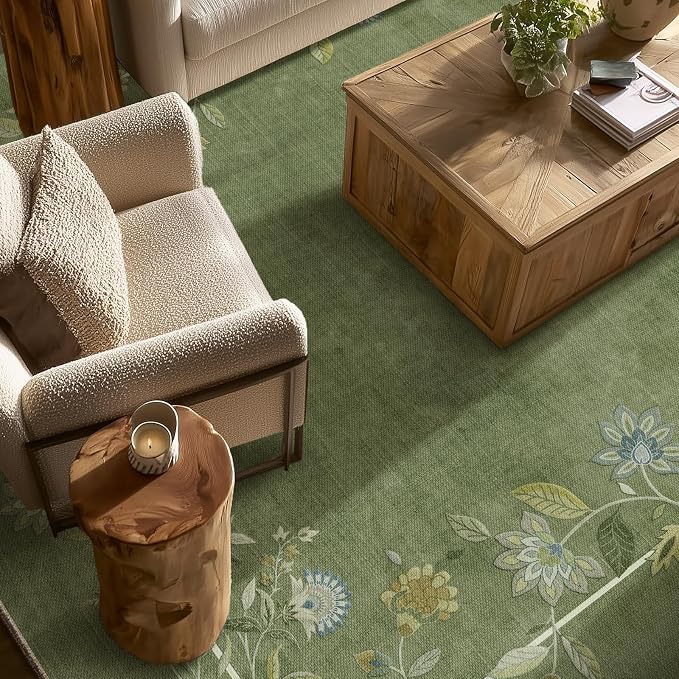 6x9 Area Rugs for Living Room: Washable Bedroom Rug Stain Resistant Non Slip Low Pile Ultra Soft Faux Wool Lightweight Vintage Rugs for Dining Room Kitchen Farmhouse Nursery Home Office Indoor
