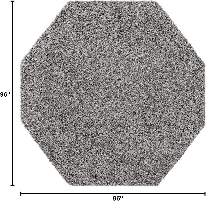 Unique Loom Solid Shag Collection Area Rug (8' Octagon, Cloud Gray)