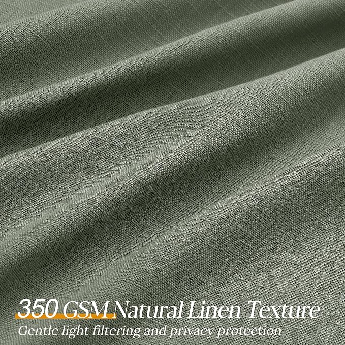 Sage Green Pinch Pleated Linen Curtains 84 Inches Long for Living Room Bedroom with Rings Hooks Clips Back Tab Semi Sheer Curtains Light Filtering Boho Farmhouse Drapes Light Green