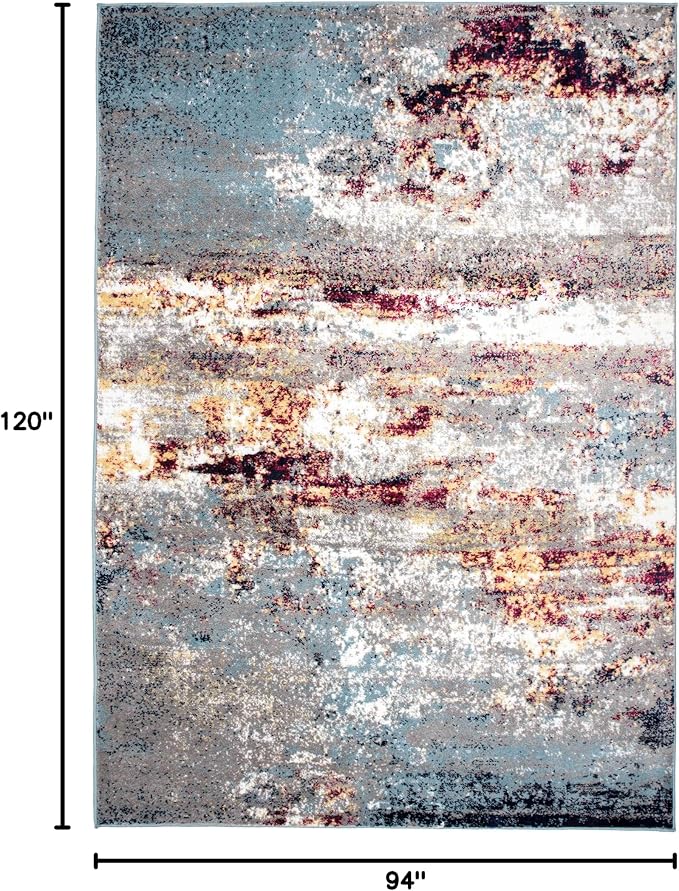 Rugshop Watercolor Distressed Modern Bohemian Area Rug Multi 7'10" x 10'